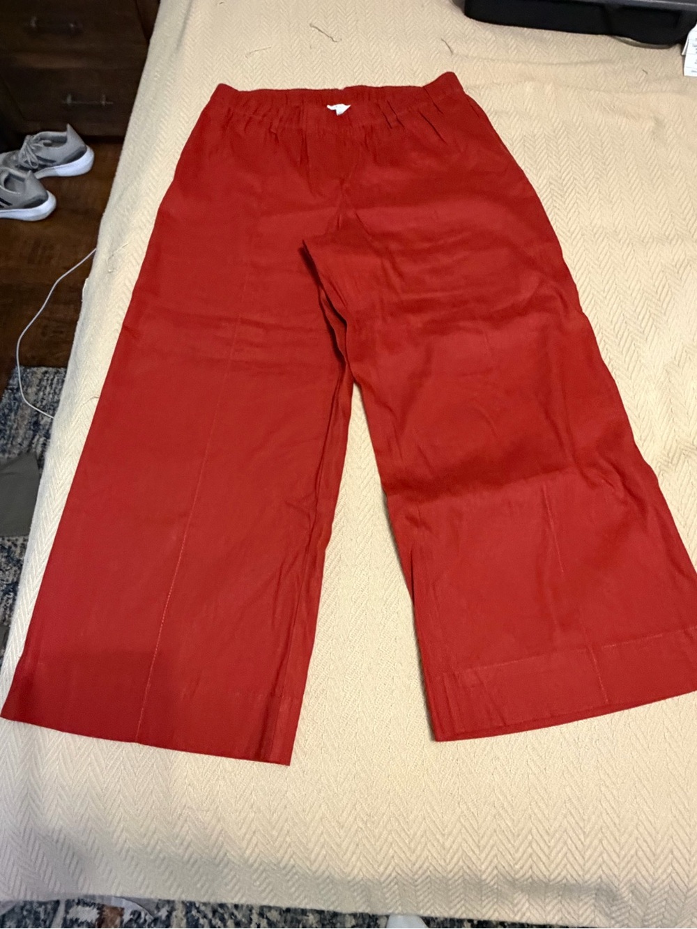 J. Jill Red Wide-Leg Pull-On Capri Pants
